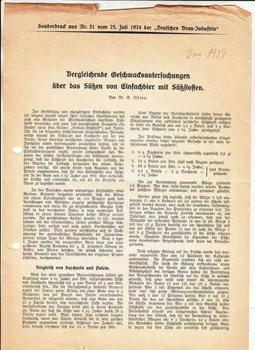 Sonderdruck Nr.21/1934 Deutsche Brau Industrie Süßen von Einfachbier Brauerei