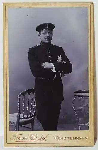 CdV Foto Soldat Schützen Füsslier Regiment 108 Ehrlich Dresden um 1900