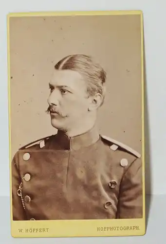 CdV Foto Soldat IR 102 Kavallerie 1880er Höffert Dresden