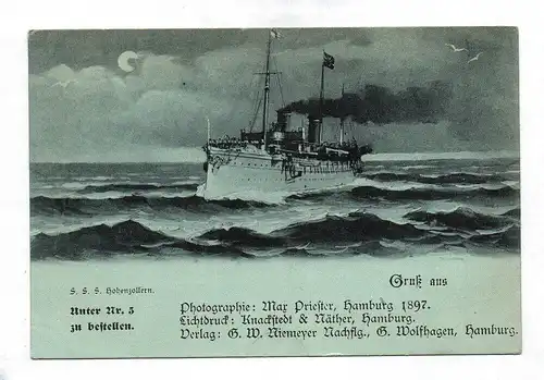 Motivkarte S S S Hohenzollern Schiff Deutsche Reichspost 1897