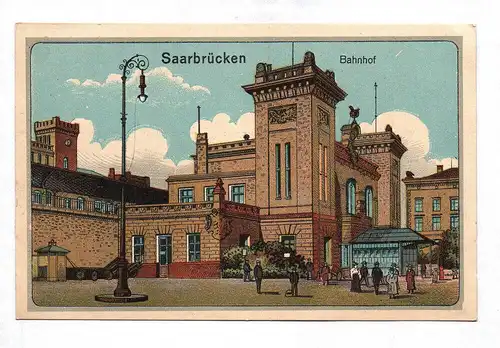 Ak Saarbrücken Bahnhof Postkarte Saarland 1917