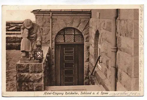 Ak Foto Hotel-Eingang Ratskeller Sohland an der Spree 1929