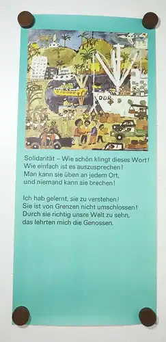 DDR Poster Plakat Solidarität Kinder Deko Vintage Naive Malerei Druck Print !