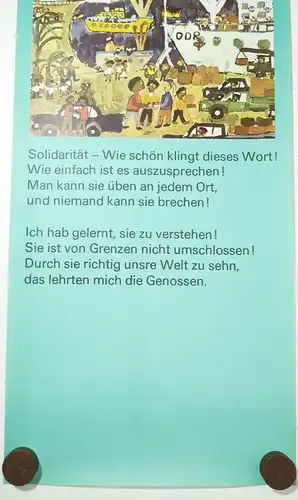 DDR Poster Plakat Solidarität Kinder Deko Vintage Naive Malerei Druck Print !