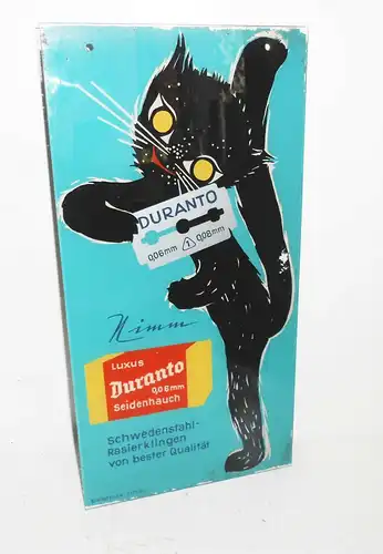 Reklame Glasschild Duranto Rasierklingen razor blades 1950er 1960er Werbung 