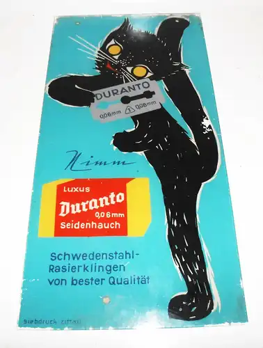 Reklame Glasschild Duranto Rasierklingen razor blades 1950er 1960er Werbung