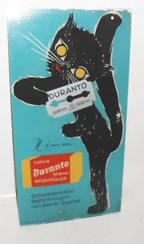 Reklame Glasschild Duranto Rasierklingen razor blades 1950er 1960er Werbung