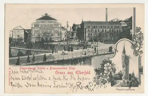 Litho Ak Gruss aus Elberfeld Döppersberger Brücke Brausenwertherplatz 1900(A3402