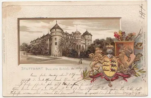 Präge Litho Ak Stuttgart Das alte Schloss 1900 ! (A3399