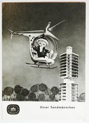 Ak Sandmann fliegt Hubschrauber Hochhaus DDR Fernsehen 1969