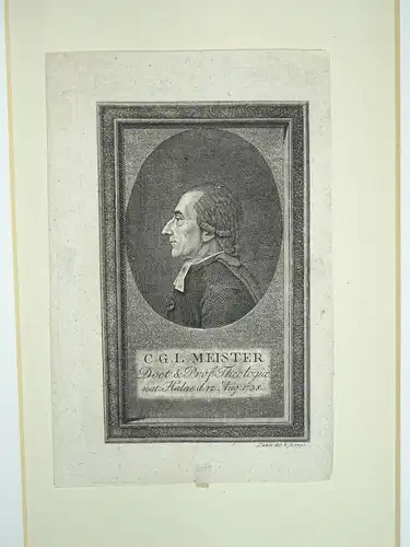 Kupferstich Meister Doktor Professor der Theologie 1797 Lahde