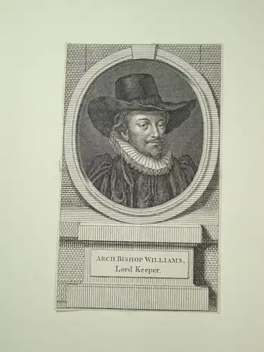 Kupferstich Arch Bishop Williams Lord Keeper 17 bis 18 Jhr Grafik Deko