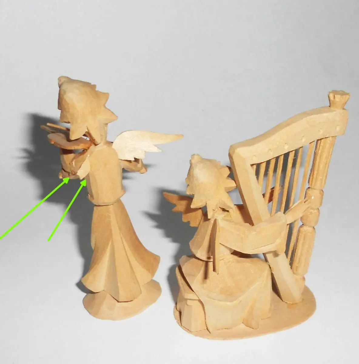 Geschnitzte Weihnachtsfiguren Engel Kapelle Musiker Lindenholz 1950er Weihnacht 2