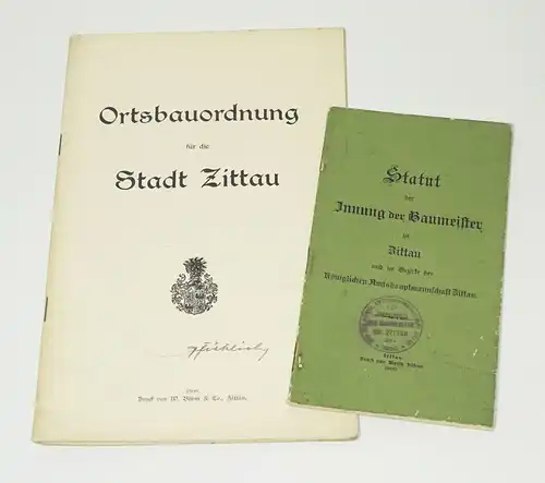 Zittau Hefte 1900 1908 Ortsbauordnung und Statut der Innung der Baumeister