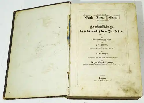 Harfenklänge des himmlischen Jenseits 1846 Krüger kolorierte Lithos Christentum