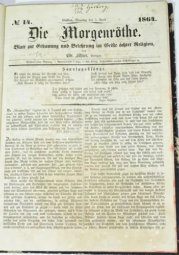 Morgenröthe Blatt zur Erbauung und Belehrung  1864 Guben 