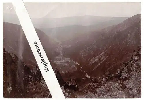 Foto Riesengrund vom Koppenwege Riesengebirge Schlesien um 1900 Polen Vintage