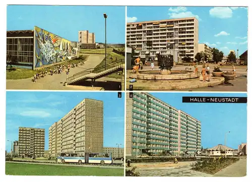 Ak Halle Neustadt Hallenschwimmbad Wohnbezirk VIII Alchimistenbrunnen 1979 