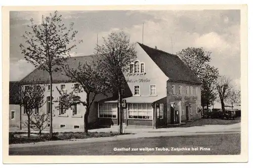 Ak Gasthof zur Weißen Taube Zatschke bei Pirna 1957