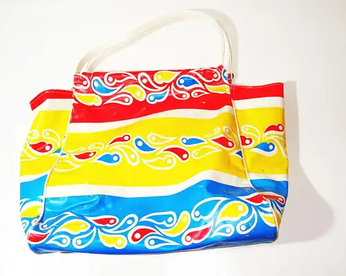 Alte Strandtasche DDR 1970er 1980er Retro Look Vintage Tasche Tragetasche Bunt