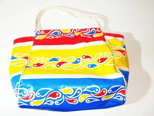 Alte Strandtasche DDR 1970er 1980er Retro Look Vintage Tasche Tragetasche Bunt