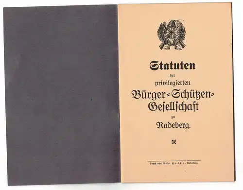 Statuten Bürger Schützengesellschaft Radeberg 1923