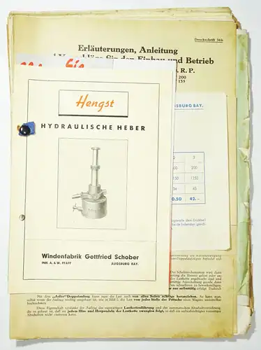 Mappe Werbe Papiere Winden Seilwinden Flaschenzug Umlenkrolle 1940 Prospekte