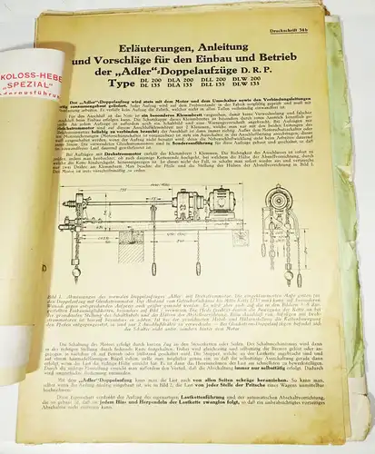 Mappe Werbe Papiere Winden Seilwinden Flaschenzug Umlenkrolle 1940 Prospekte