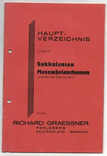 Katalog Sukkulenten Mesembrianthehmen Richard Graessner Perleberg 1930er 