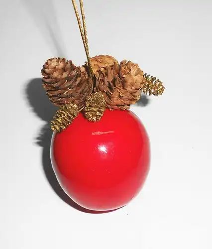 Alter Christbaumschmuck Sebnitz Apfel Zapfen Gebastelt Heimarbeit 1950er CBS !