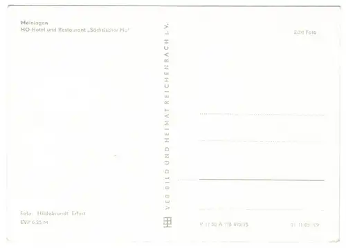 Ak Meiningen HO Hotel Sächsischer Hof Milchbar 1975 