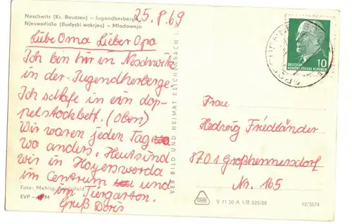 Ak Neschwitz Kreis Bautzen Jugendherberge 1969