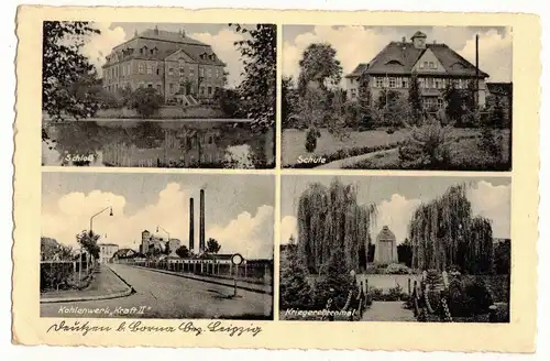 Ak Deutzen bei Borna Bezirk Leipzig Schloß Kohlewerk Kraft II Kriegerehrenmal 