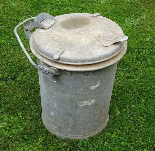 DDR Mülltonne 45 cm Zink Aschetonne Kübel Pflanzgefäß Gartendeko Feuertonne