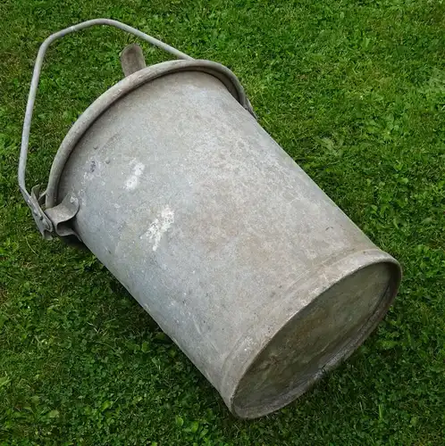 DDR Mülltonne 45 cm Zink Aschetonne Kübel Pflanzgefäß Gartendeko Feuertonne