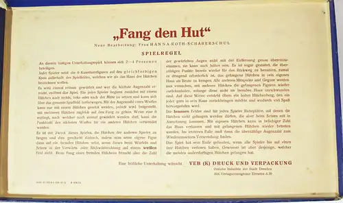 DDR Brettspiel Frank den Hut Hanna Roth Schaberschul 1954