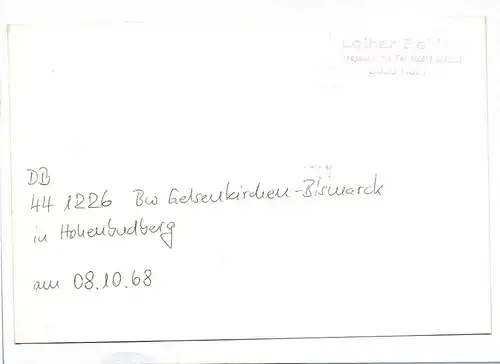 Foto DB Dampflok 44 1226 Bw Gelsenkirchen-Bismarck in Hohenbudberg 08.10.1968