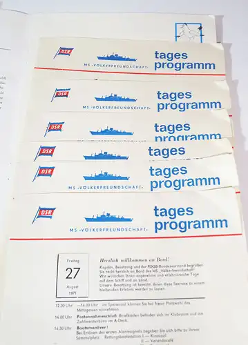 MS Völkerfreundschaft dänisch Speisekarten Programm 1971 DDR