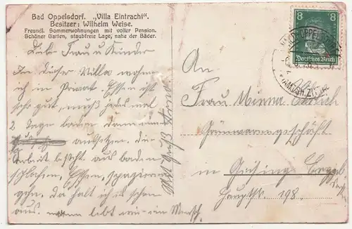 Ak Bad Oppelsdorf i. Sachsen Villa Eintracht 1928  (A2584