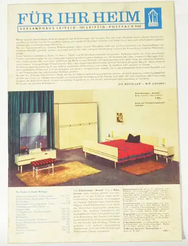 Für Ihr Heim Versandhaus Leipzig 1967 DDR Katalog