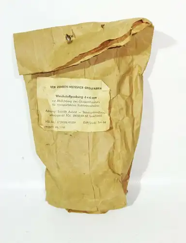 DDR Weichstoffpackung 6x6mm Ofen Band Abdichtung Glutsichtfenster OVP Ofenbau
