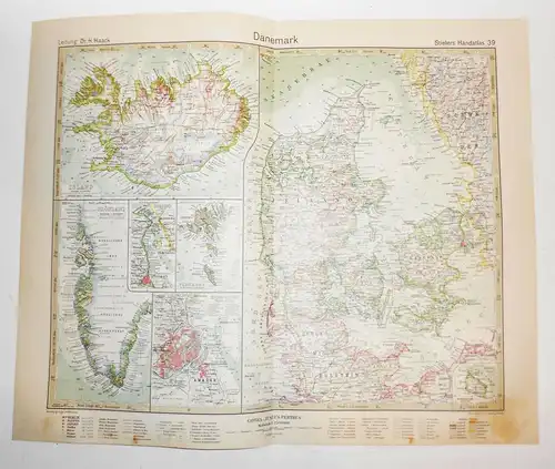 Landkarte Dänemark Justus Perthes Gotha Stieler 1925 Druck Print Danmark 