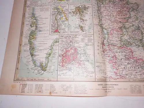 Landkarte Dänemark Justus Perthes Gotha Stieler 1925 Druck Print Danmark