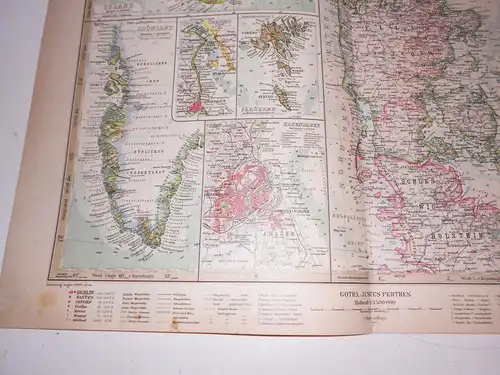Landkarte Dänemark Justus Perthes Gotha Stieler 1925 Druck Print Danmark 