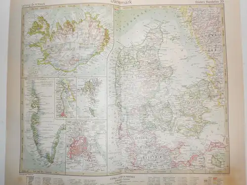 Landkarte Dänemark Justus Perthes Gotha Stieler 1925 Druck Print Danmark 