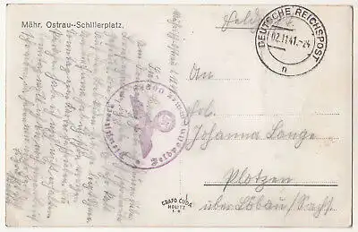 2 x Feldpost Ak Mährisch Ostrau Ostrava Kaffee Elektra Schillerplatz 1941 (A2588