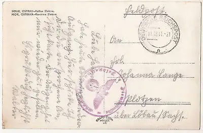 2 x Feldpost Ak Mährisch Ostrau Ostrava Kaffee Elektra Schillerplatz 1941 (A2588