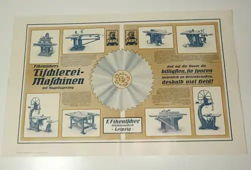 Reklame Blatt Fikentscher Tischlerei Maschinen Leipzig 1920er 1930er Print