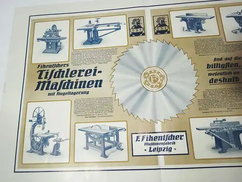 Reklame Blatt Fikentscher Tischlerei Maschinen Leipzig 1920er 1930er Print