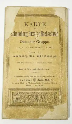 Landkarte Schneeberg Raxalpe Hochschwaben Oetscher Gruppe 1893 Leinen